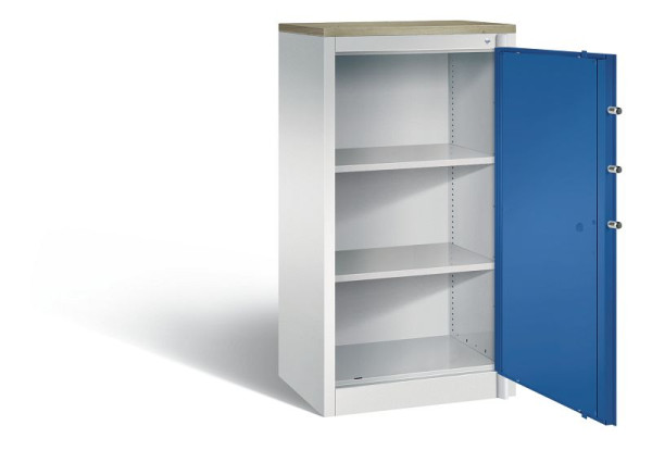 C+P Feuerschutzschrank Certos, H1226xB650xT500mm, Farbe: Lichtgrau / Enzianblau, Klinkengriff, 3 OH, 1160-000 S10428
