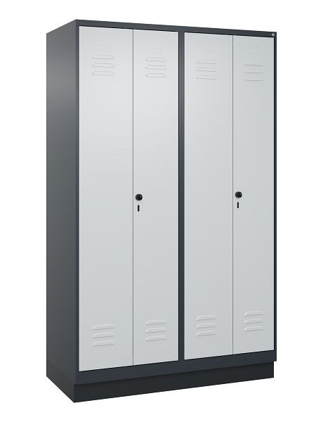 C+P Umkleidespind Classic PLUS SW, Sockel, 4 Abteile, 1950x1200x500mm, 7016/7035, Drehriegel, 080022-40 S10013