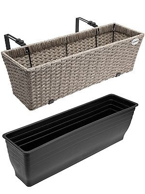 casaria Polyrattan Blumenkasten 2er-Set Creme, 108064, 4251779122257