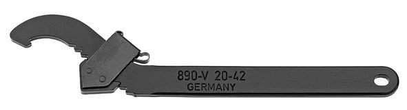 ELORA Verstellbarer Hakenschlüssel mit Nase, 20-42 mm 890-V 20-42, 0890000205300