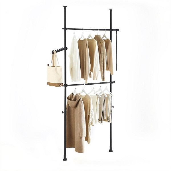 SoBuy Begehbarer Garderobenständer Schwarz 62x75x200 cm, Industriell, FRG109-II-SCH