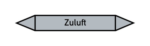Schilder Klar Rohrleitungskennzeichen Zuluft, 187x26 mm Folie selbstklebend, 101540/61