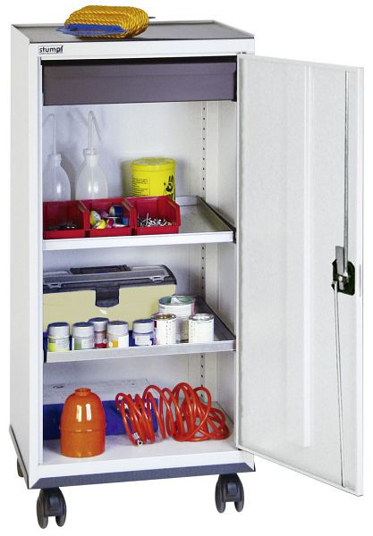stumpf Werkzeug- und Materialschrank Serie 3000, 7035/7035, 1 Schublade 100 mm, 2 Wannenböden, Rolluntersatz, 3093107