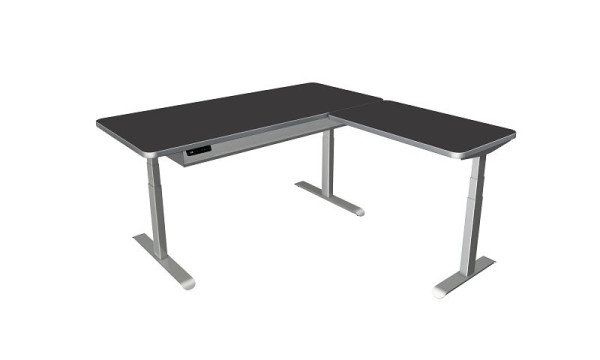 Kerkmann Steh-/Sitztisch Move 4 Premium, B 1800 x T 800 mm, mit Anbauelement 1000 x 600 mm, elektrisch höhenverstellbar von 620-1270mm, anthrazit, 10321313