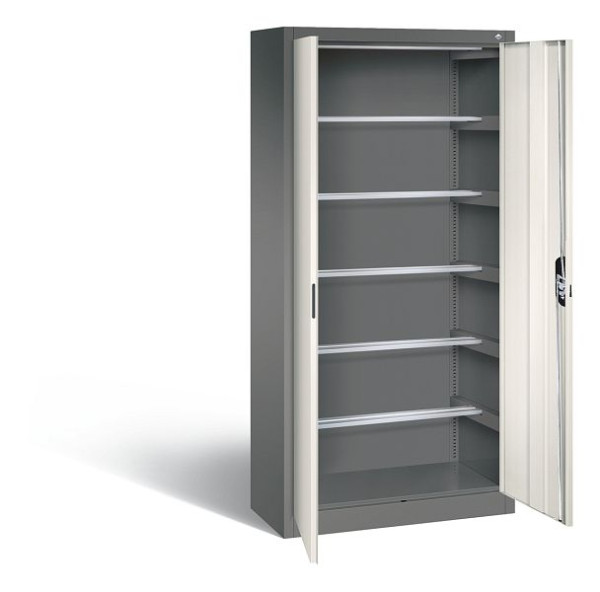 C+P Büroschrank Acurado, H1950xB930xT400mm, Farbe: Vulkangrau / Perlweiß, Muldengriff, 9260-600 S10373