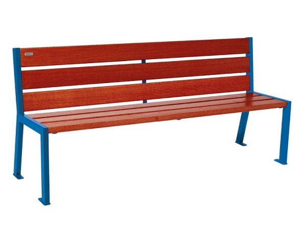 Procity Sitzbank Silaos 6 Holzlatten, 1800 mm, Ohne Armlehne, Holz & Stahl, Mahagoni/RAL 5010, 209602.5010.ACAJ