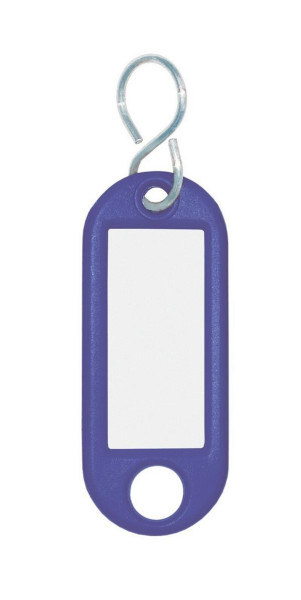 Eichner Schlüsselanhänger aus Kunststoff mit S-Haken, inkl. Beschriftungsetikett, Farbe: Blau, VE: 1 Pack à 100 Stück, 9219-01384-010