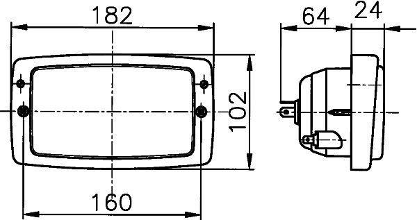 HELLA Halogen-Arbeitsscheinwerfer, Modul 6213, 24/12V, 1000lm, Einbau, 2-Punkt Befestigung, Nahfeldausleuchtung, ohne Gehäuse, 1GD 996 018-517