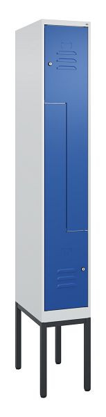 C+P Z-Spind Classic PLUS, Gestell, 2 Abteile, 2120x300x500mm, 7035/5010, Zylinderschlösser, 0800337-102 S10018