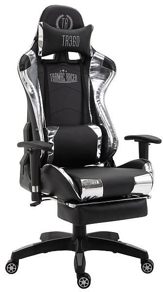 CLP Racing Bürostuhl Turbo mit Fußablage glanz, schwarz/weiß, 310497