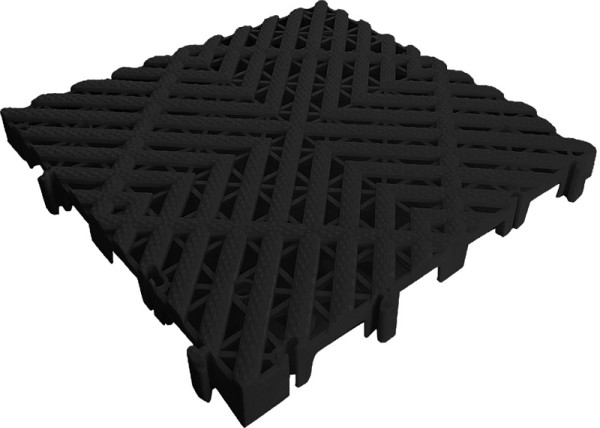 Kunzer Werkstattbodenfliese Gitterstruktur PP SCHWARZ 410 x 410 mm (=3,4 m²), VE: 20 Stück, 7GBO20 SCHWARZ