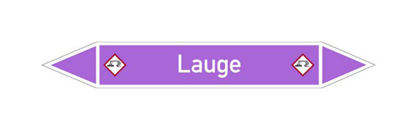 Schilder Klar Rohrleitungskennzeichen Lauge, 33000x90 mm Folie selbstklebend, 101617/86