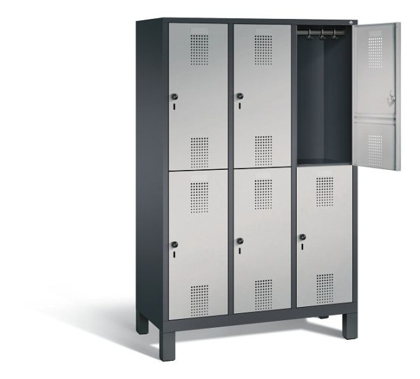 C+P Spind doppelstöckig Evolo, H1850xB1200xT500mm, Farbe: Schwarzgrau / Weißaluminium, 48310-32 S10021