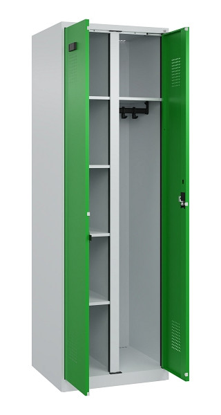 C+P Wäsche-/Garderobenspind Evolo PLUS, 2 Abteile, 1850x600x500mm, 7035/6037, Zylinderschloss, 049600-20 S10038