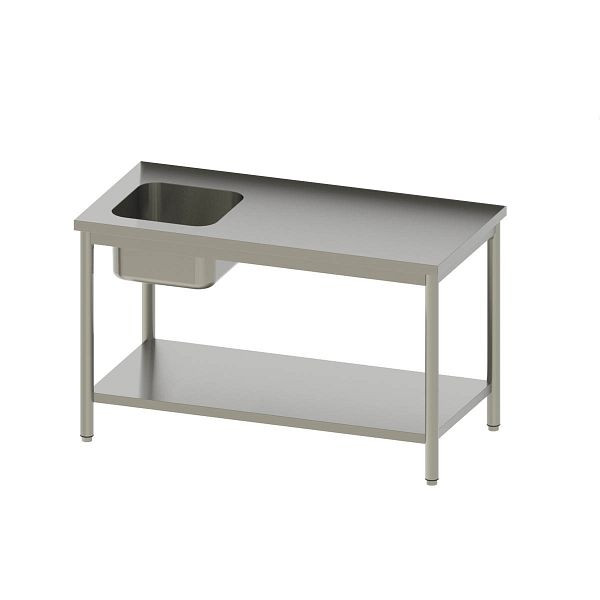 Vaiotec TOPLINE Cheftisch 600 / Becken links, 40 mm starke Arbeitsplatte, 140x60x85 cm, 10910