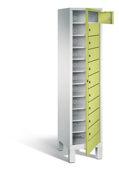 C+P Wäsche-Sammelschrank Evolo, H1850xB420xT500mm, Farbe: Lichtgrau / Viridingrün, 48060-110 S10044