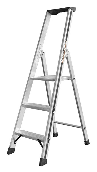 ALU-PRO Stufenstehleiter mit Plattform, 3 Stufen, Standhöhe 0,65 m, 7002603