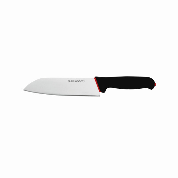 Schneider S-Grip Santoku, ohne Kulle, Griff: schwarz, rot, 180 mm, 267030