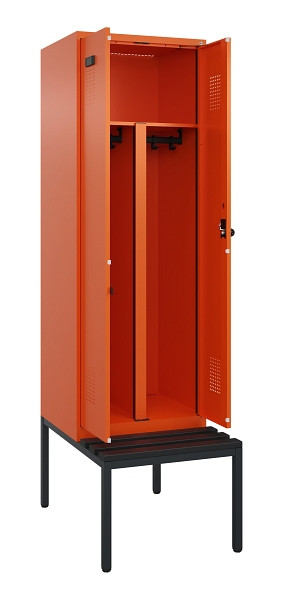 C+P PSA Doppel-Spind Evolo PLUS, Bank, 2 Abteile, 2120x600x815mm, 2004/2004, Drehriegel, Sitzfläche Kunststoff, Sitzbank, 0490527-20P S10077