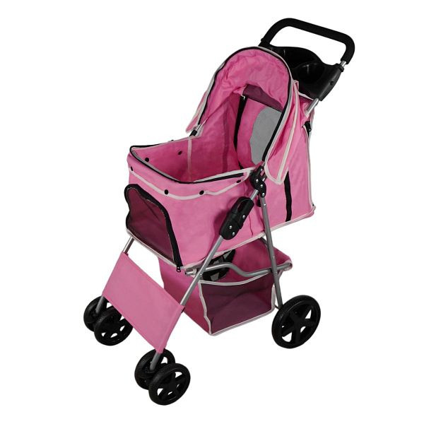 Monster Haustierwagen mit Regenabdeckung, Rosa, Gestellmaterial: Eisen/Stahl, 211883