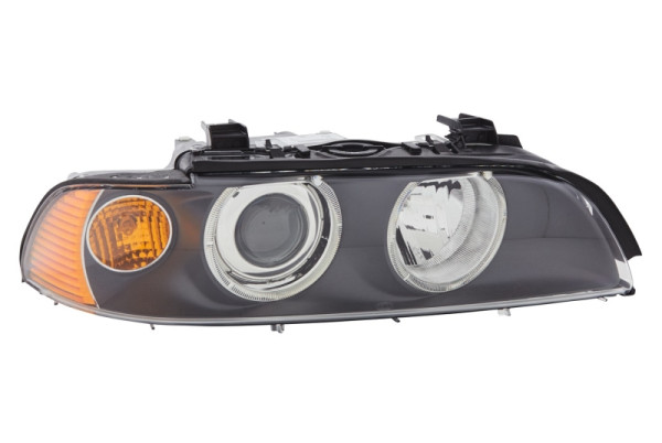 HELLA Halogen/FF/DE-Hauptscheinwerfer, für u.a. BMW 5 (E39), schwarz, ECE, für Rechtsverkehr, rechts, 1EL 008 053-521