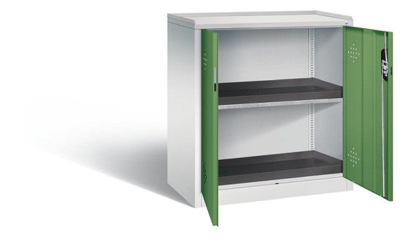 C+P Umweltschrank Acurado, H1000xB930xT500mm, Farbe: Lichtgrau / Resedagrün, Muldengriff, 8821-316 S10077
