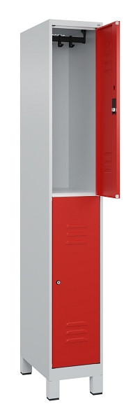 C+P Doppelstock-Spind Classic PLUS, Füße, 1 Abteil, 1950x300x500mm, 7035/3020, 080310-10 S10017