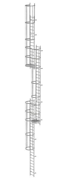 Munk Günzburger Steigtechnik Mehrzügige Steigleiter mit Rückenschutz (Notleiter) Stahl verzinkt 16,32m, 520250