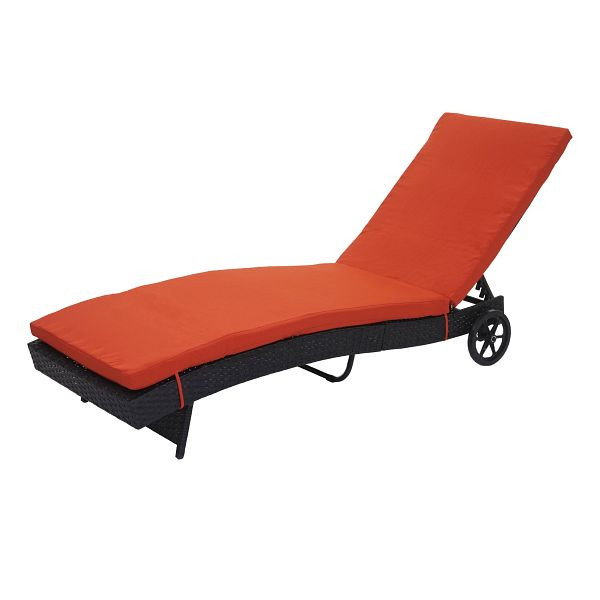 Mendler Sonnenliege HWC-D80, Gartenliege Relaxliege Liege, Poly-Rattan, anthrazit, Kissen terracotta, 76144