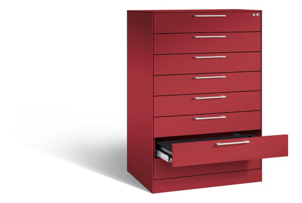 C+P Karteischrank Asisto, H1310xB800xT600mm, Farbe: Rubinrot, Bügelgriff, 146223-824 S10043