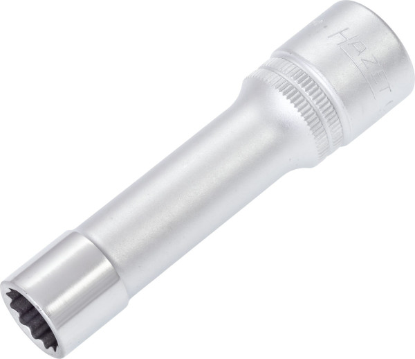 Hazet Steckschlüsseleinsatz, Doppelsechskant, Vierkant hohl 12,5 mm (1/2 Zoll), 12 mm, Lange Ausführung Mit Rändelung, 900TZ-12