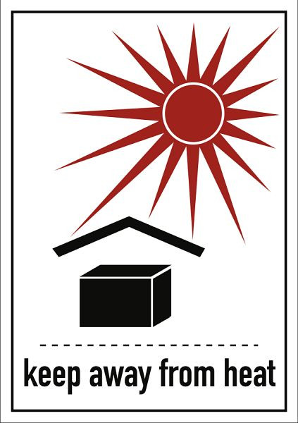 Moedel Gefahrz. Vor Hitze schützen (keep away from heat), Folie 74x105 mm, VE: 1000 Stück/Rolle, 66123