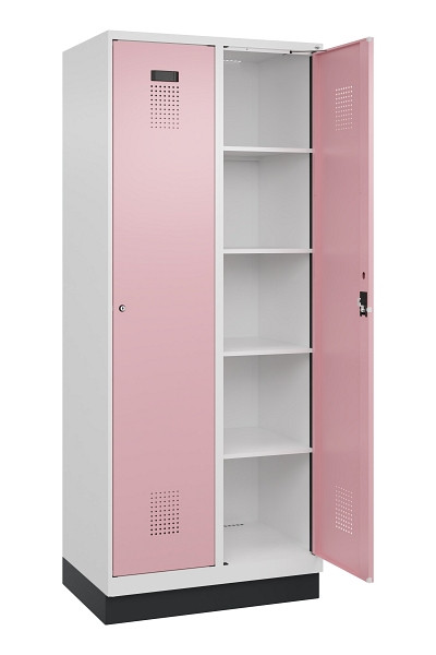 C+P Wäsche-Spind Evolo PLUS, mit Sockel, 2 Abteile, 1950x800x500mm, 9016/3015, Verschluss Zylinderschloss, Ablageböden 8, 049020-22B S10045