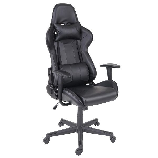 Mendler Bürostuhl HWC-F84, Schreibtischstuhl Gamingstuhl Chefsessel Drehstuhl, Kunstleder, schwarz, 70540