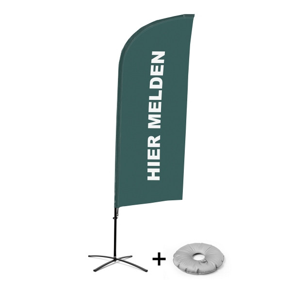 Showdown Displays Beachflag Alu Wind Komplett-Set Hier Anmelden Grau Niederländisch Kreuzständer, BFAW310-CB30-WB-I113