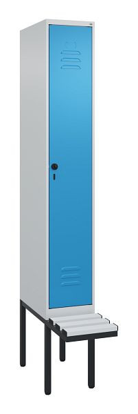 C+P Umkleidespind Classic PLUS, 2120x300x815mm, 7035/5012, Drehriegel, je 2 Doppel-Haken, 0800407-10F S10034