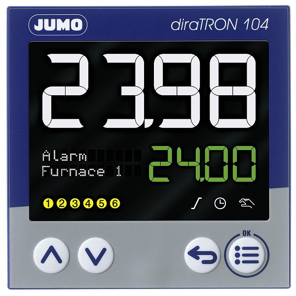 JUMO Kompaktregler zum Schalttafeleinbau, (96x96 mm), AC 110 bis 240 V, Federzuganschluss, mit Analogausgang, 00680800