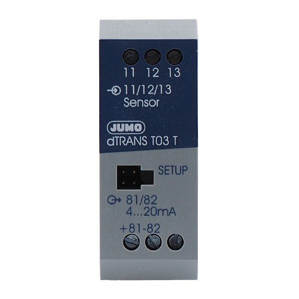 JUMO Dreidraht-Messumformer zur Montage auf Tragschiene, 0 bis 100 °C, Pt 100 dl, 0 bis 10 V, 24 V, 00438518