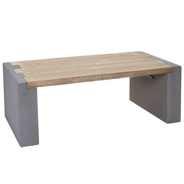 Mendler Couchtisch HWC-A15, Wohnzimmertisch, Beton-Optik Tanne Holz rustikal massiv 46x122x60cm, 56905