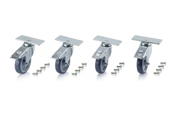 Auer Radset passend für Big Box, 120 x 80 und 120 x 100, 4 Lenkräder mit Totalfeststeller inkl. Schrauben, BBRA S3