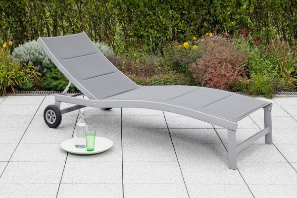 Merxx San Marino Komfortliege, gepadded, mit Rädern, Rückenlehne verstellbar, graphit/grau, Aluminiumgestell mit Textilbespannung, 26915-309