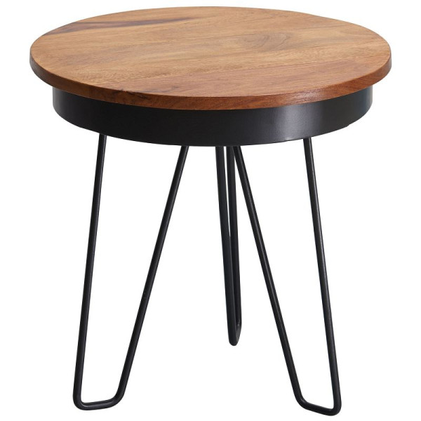 Wohnling Beistelltisch 43 x 45 x 43 cm Sheesham Holz Metall, WL5.680