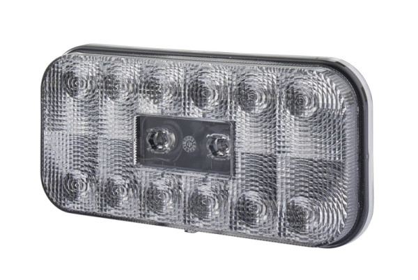 HELLA Heckleuchte, LED, 12V, Anbau/geschraubt, Lichtscheibenfarbe: rot/transparent, LED-Lichtfarbe: gelb, Rundstecker, rechts/links, 2VA 011 900-001
