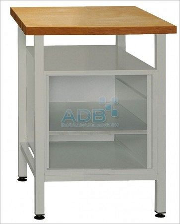ADB Schmale Werkbank (Klein) mit Regalteil und Ablage, Maße: 600x600x840mm (BxTxH), Farbe Werktisch: grau, RAL 7035, 40936