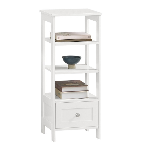 SoBuy Couchtisch mit einer Schublade Weiß 30x28x74 cm, Rustikal, FBT91-W