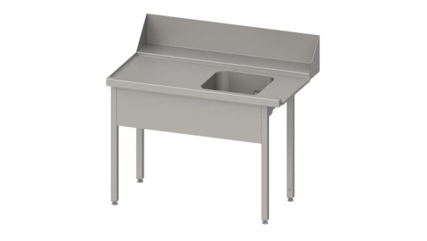 Stalgast Zulauftisch, Korbführung mit Gefälle, mit 1 Becken, 1400x750x880mm, Anbauseite links, Aufkantung: 200mm, Beckenblende, verschweißt, VZL14713LA