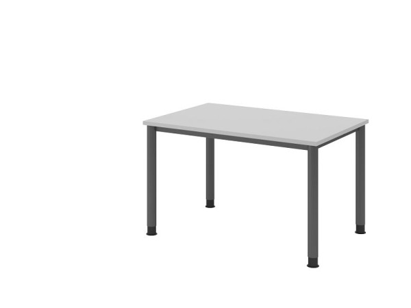 Hammerbacher Schreibtisch HS12, 120 x 80 cm, Platte: Grau, 25 mm dick, 4-Fuß-Gestell in Graphit, Arbeitshöhe 68,5-81cm, VHS12/5/G