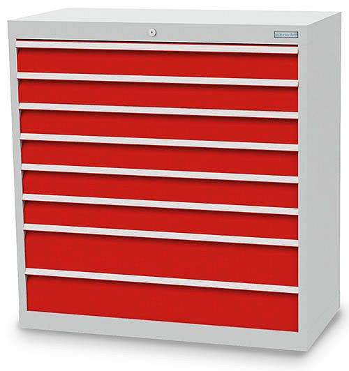 Bedrunka+Hirth Schubladenschrank, Tiefe 500 mm, R 36-16, 980 x 500 x 1019 mm, 8 x Schubladen (6x 100VA, 2x 150VA), Tragkraft 75 kg, 90.620-75