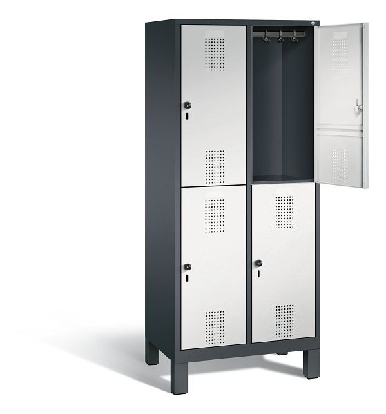 C+P Spind doppelstöckig Evolo, H1850xB810xT500mm, Farbe: Schwarzgrau / Lichtgrau, 48310-22 S10046