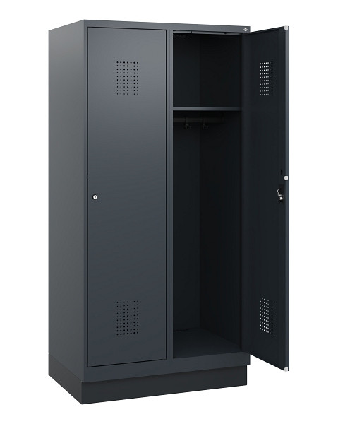 C+P Spind Evolo PLUS, Sockel, 2 Abteile, 1630x800x500mm, 7016/7016, Zylinderschloss, 0490205-22 S10043